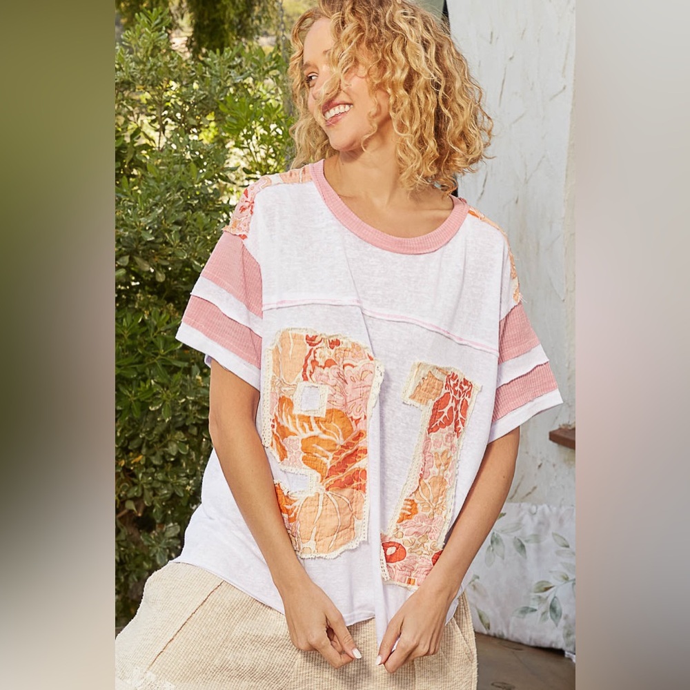 Pol Varsity Patchwork Tee Nwot - image 4